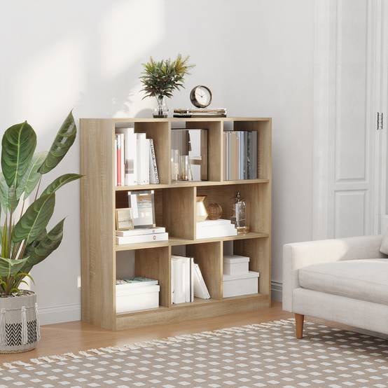 Bibliothèque autoportante, 8 étagères, 97,5 x 30 x 100 cm, aspect chêne - Image 3