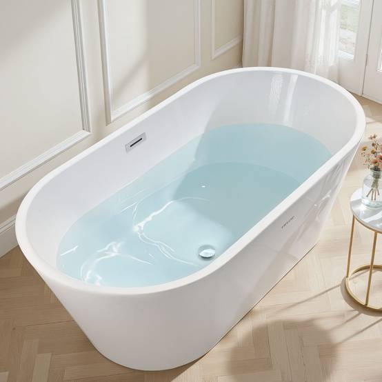 VEVOR Baignoire Autoportante en Acrylique 150x75 cm pour Bain de Trempage Blanc - Image 8