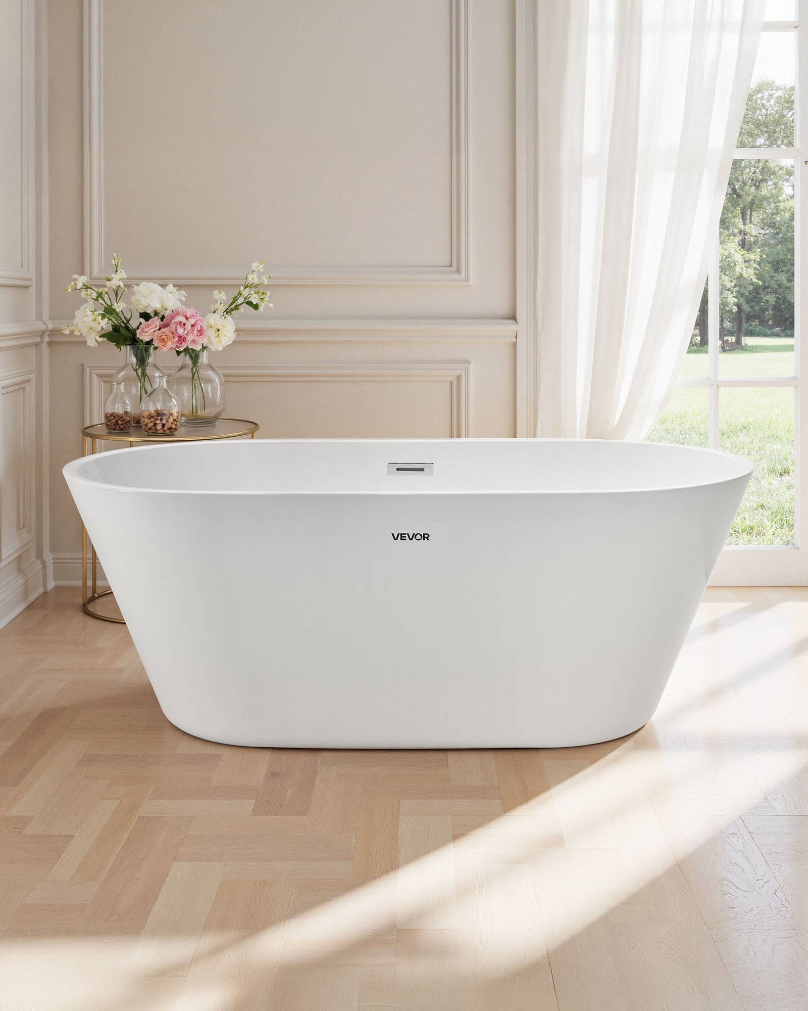 VEVOR Baignoire Autoportante en Acrylique 150x75 cm pour Bain de Trempage Blanc - Image 7