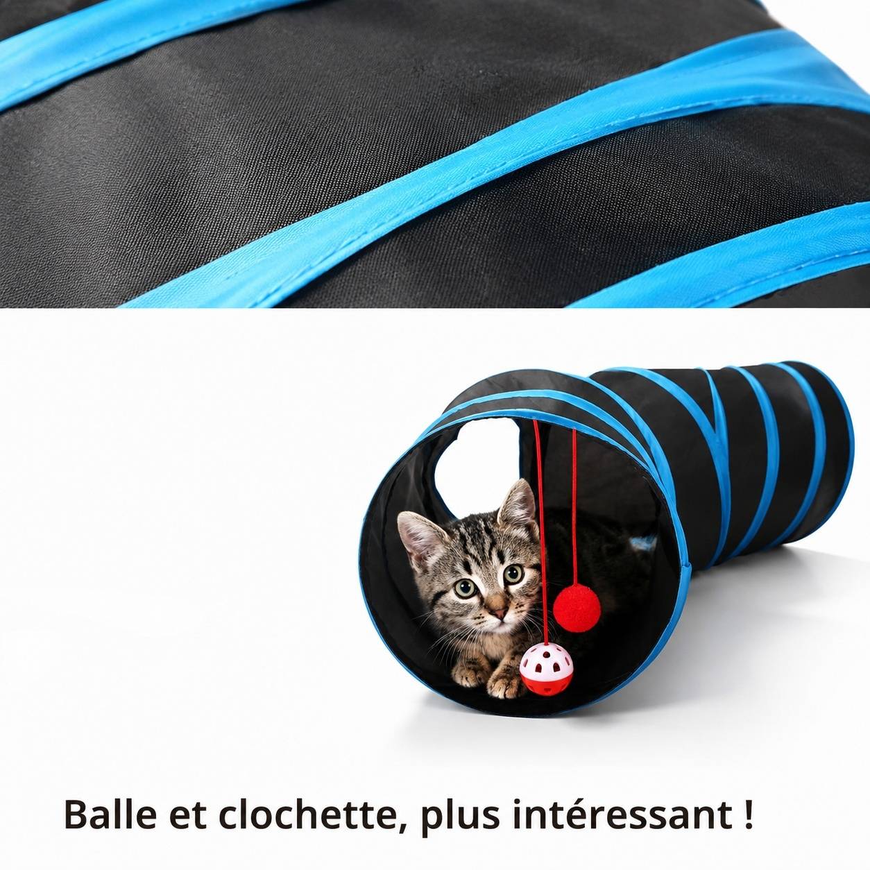 Tunnel de Jeu Interactif pour Chat S Forme Pliable Portable avec Trou de Visée et Bille Sonore - Image 4