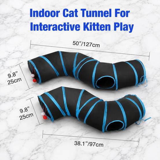 Tunnel de Jeu Interactif pour Chat S Forme Pliable Portable avec Trou de Visée et Bille Sonore - Image 5