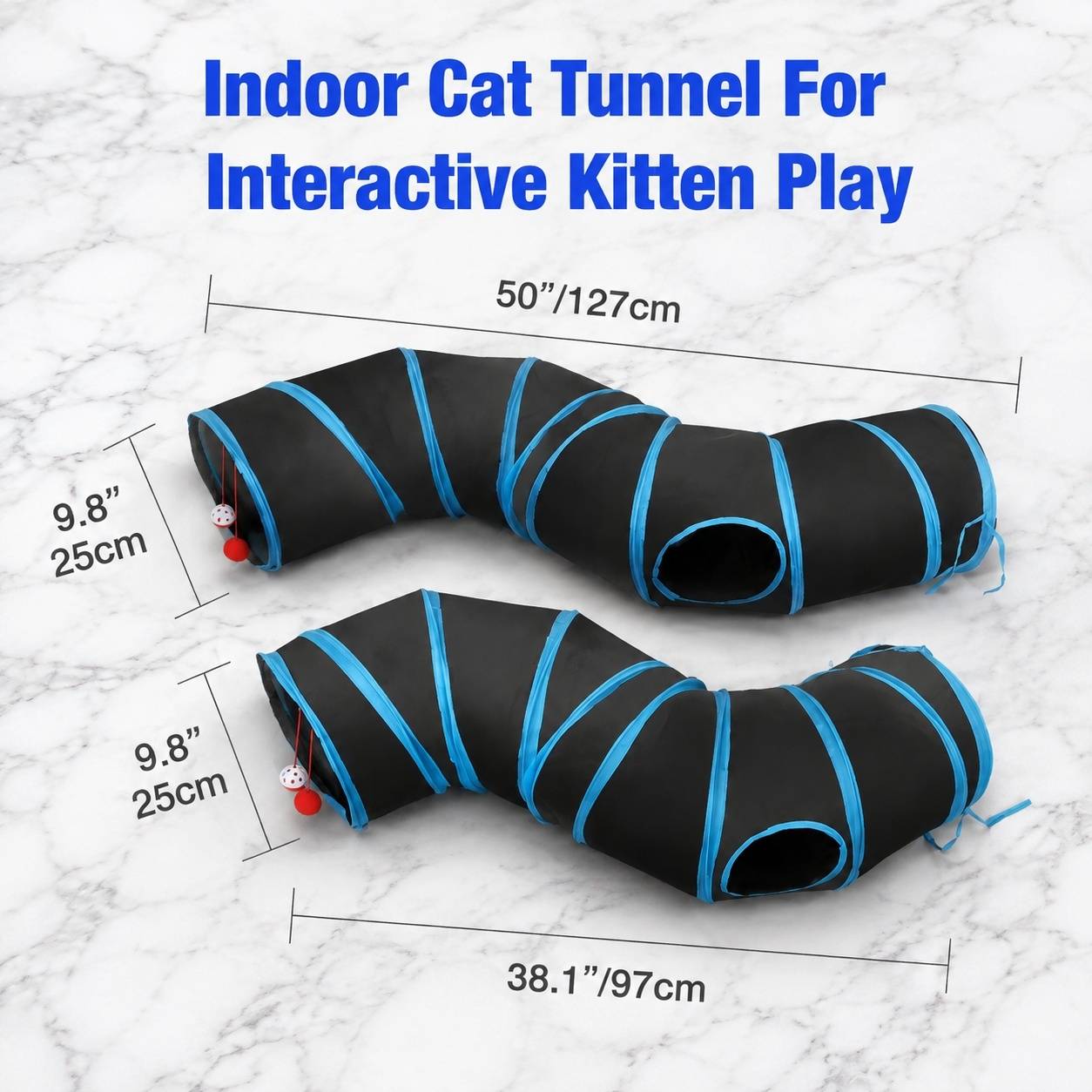 Tunnel de Jeu Interactif pour Chat S Forme Pliable Portable avec Trou de Visée et Bille Sonore - Image 5
