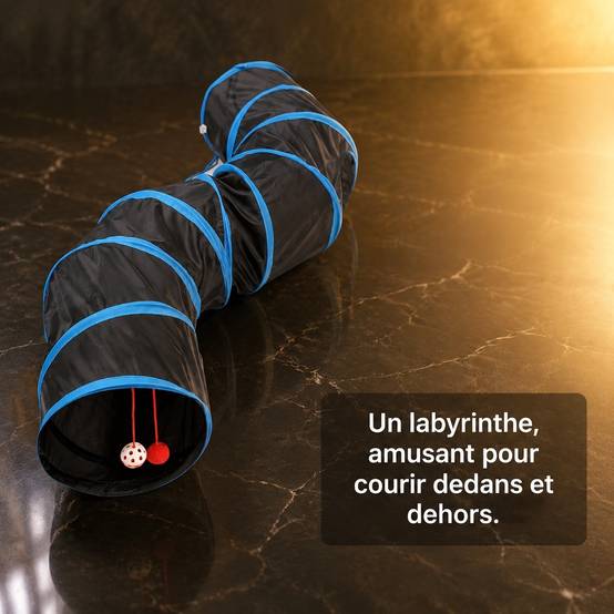 Tunnel de Jeu Interactif pour Chat S Forme Pliable Portable avec Trou de Visée et Bille Sonore - Image 7