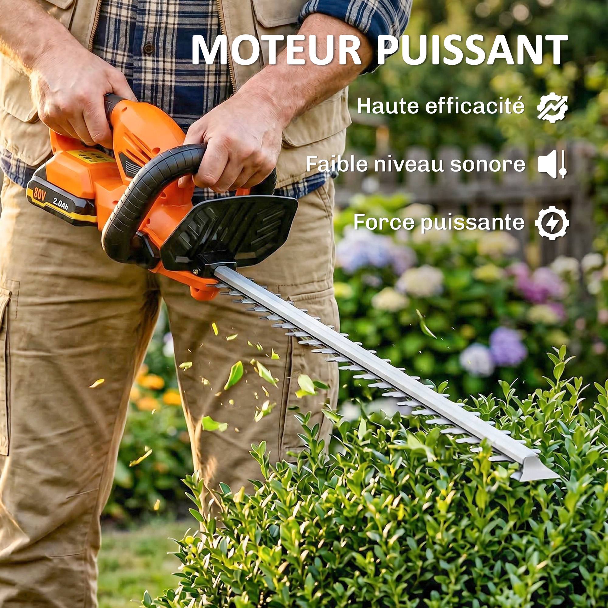 Taille-Haies Électrique 100 W, Lame 51 cm, Batterie 2,0 Ah et Chargeur - Image 6
