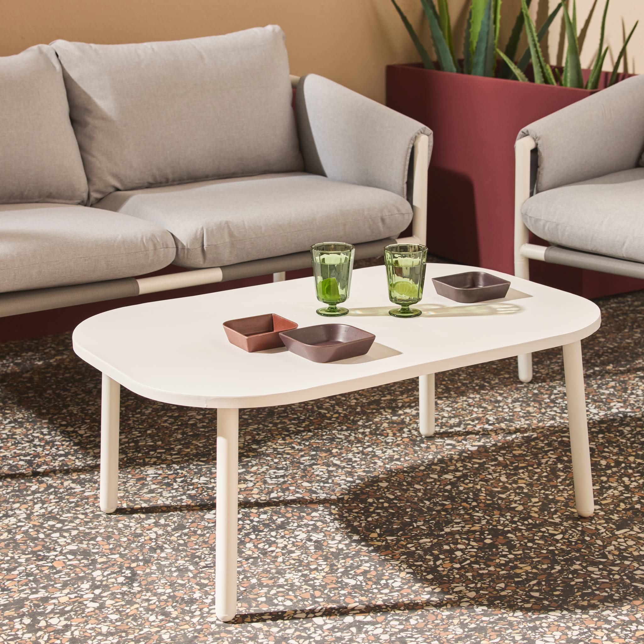 sweeek - Salon de jardin acier 4 places tissu gris - Kyo | sweeek - Image 6
