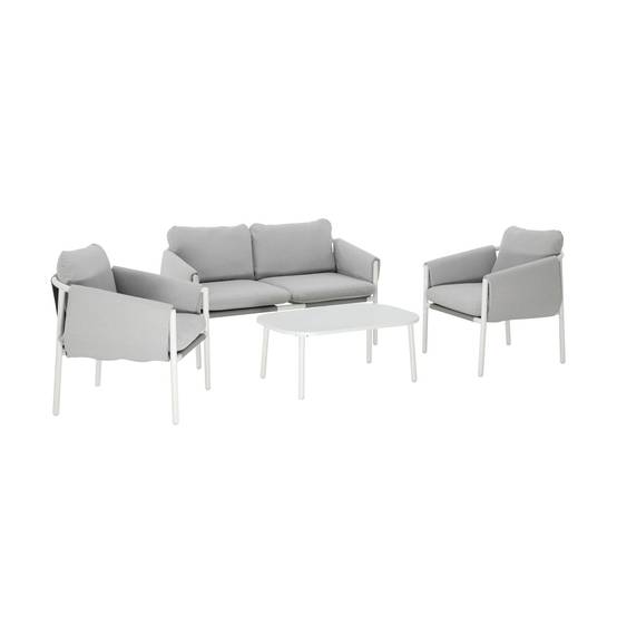 sweeek - Salon de jardin acier 4 places tissu gris - Kyo | sweeek - Image 2