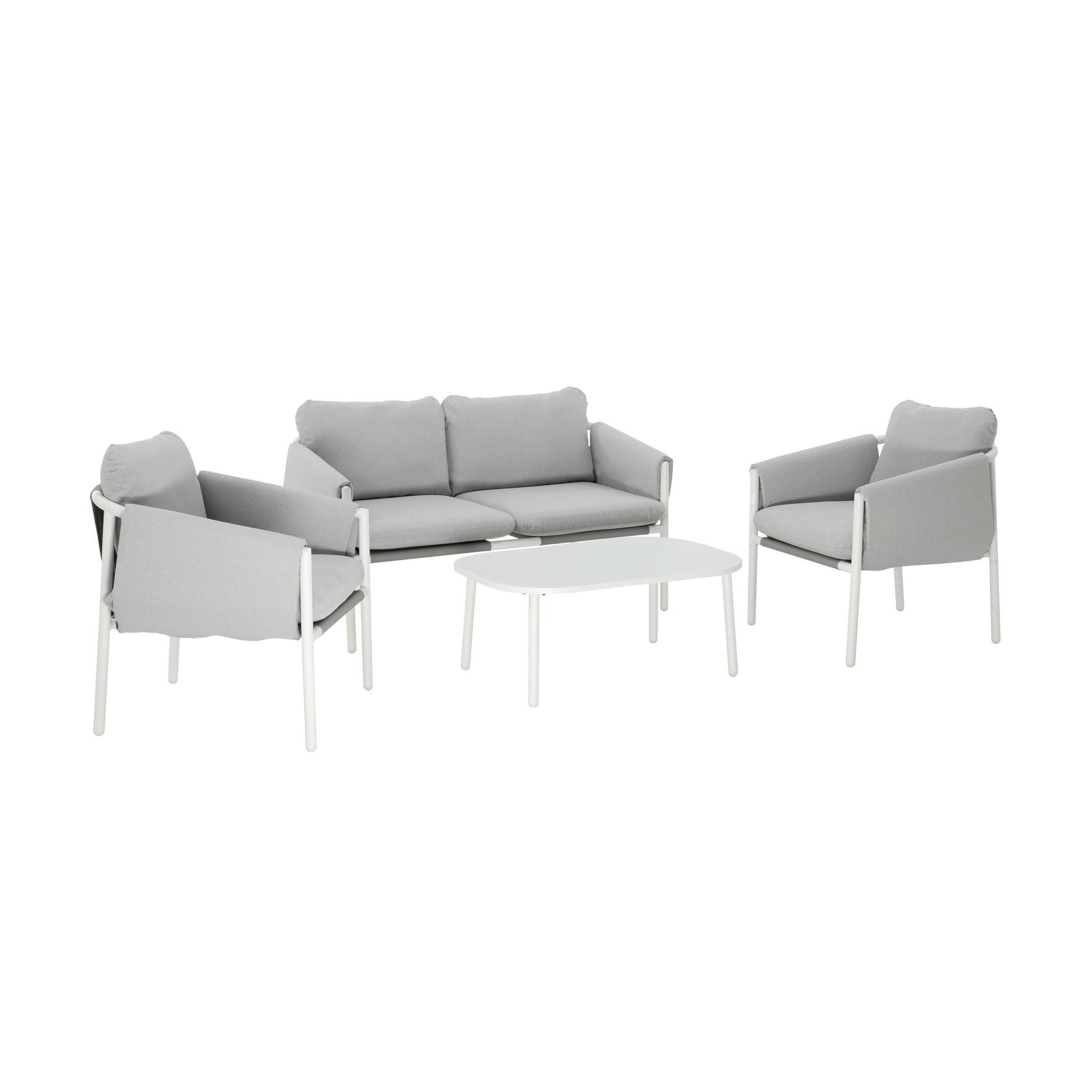 sweeek - Salon de jardin acier 4 places tissu gris - Kyo | sweeek - Image 2