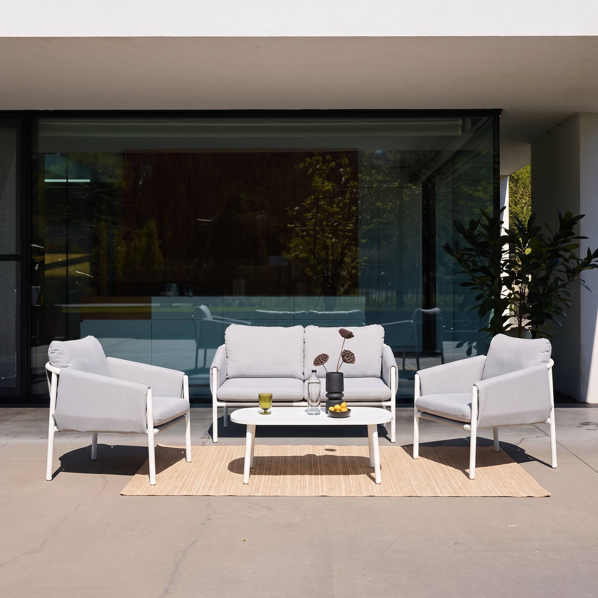 sweeek - Salon de jardin acier 4 places tissu gris - Kyo | sweeek - Image 3