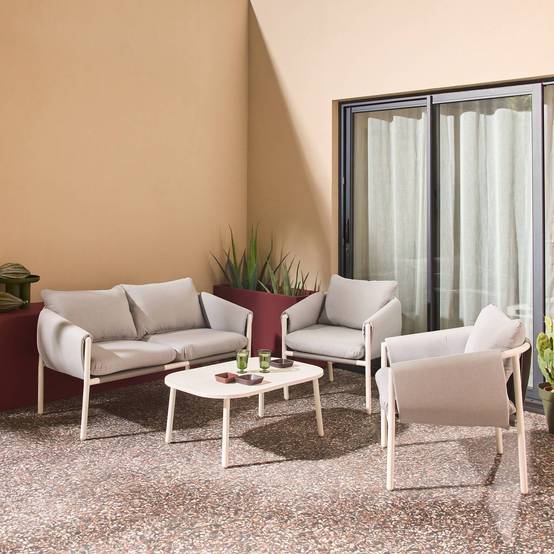 sweeek - Salon de jardin acier 4 places tissu gris - Kyo | sweeek - Image 3