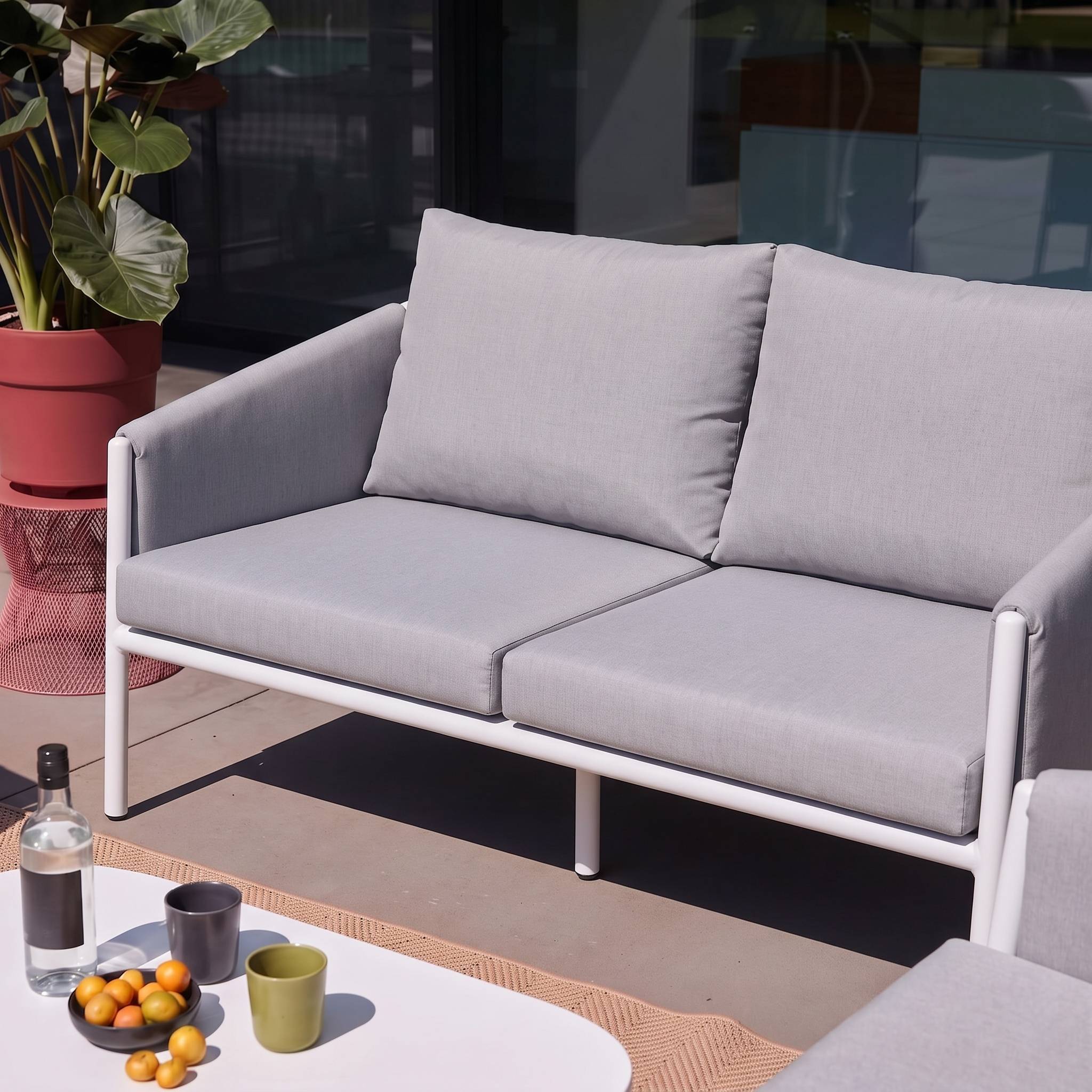 sweeek - Salon de jardin acier 4 places tissu gris - Kyo | sweeek - Image 6