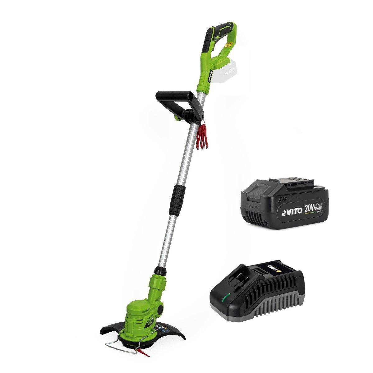 Coupe Bordure sans fil 20V + Batterie lithium 4AH + Chargeur + Jeu de 20 lames coupantes VITO - Image 1