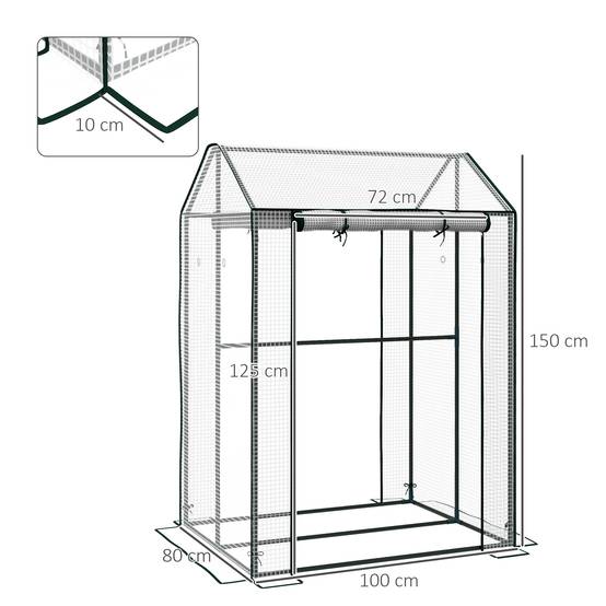 Sans Marque - Serre jardin 2 espaces 2 portes enroulables 0,8m² tomates 1x0,8x1,5 m acier PE - Image 5