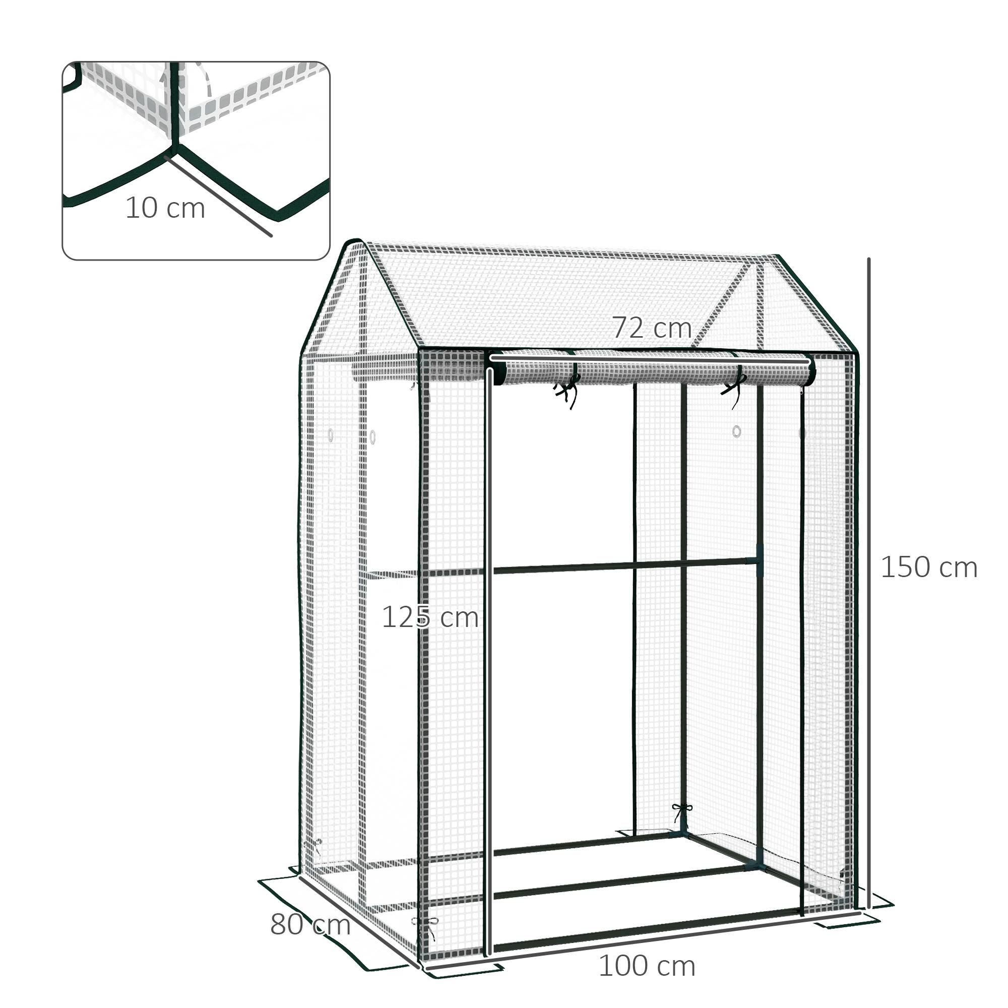 Sans Marque - Serre jardin 2 espaces 2 portes enroulables 0,8m² tomates 1x0,8x1,5 m acier PE - Image 5