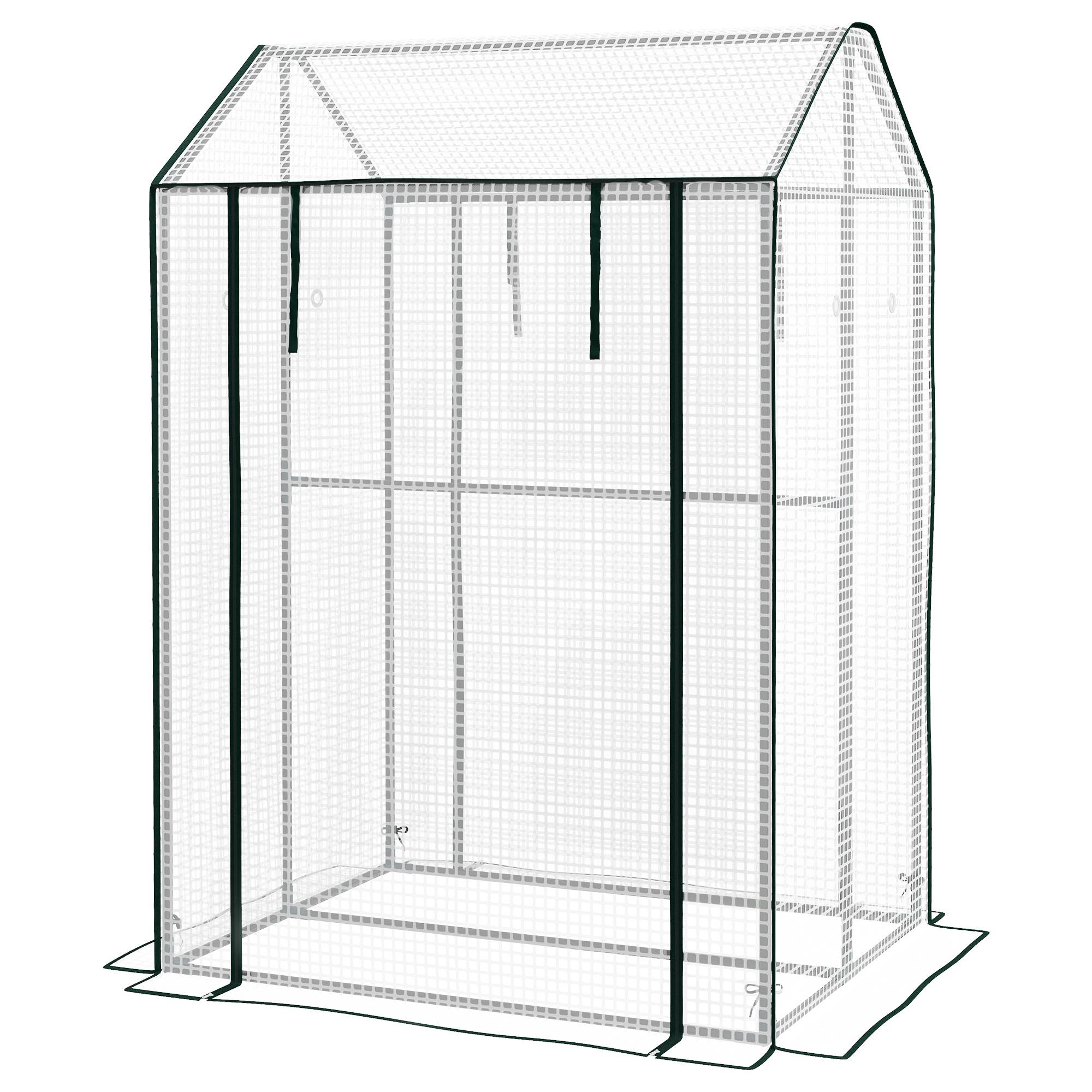Sans Marque - Serre jardin 2 espaces 2 portes enroulables 0,8m² tomates 1x0,8x1,5 m acier PE - Image 2