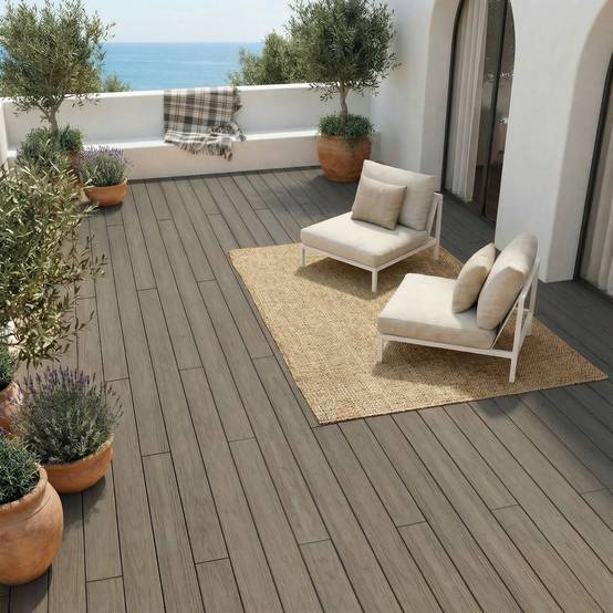 Kit terrasse composite co-extrudé HAVANA Argent 20 m² - lambourdes pin et clips inclus - Image 1