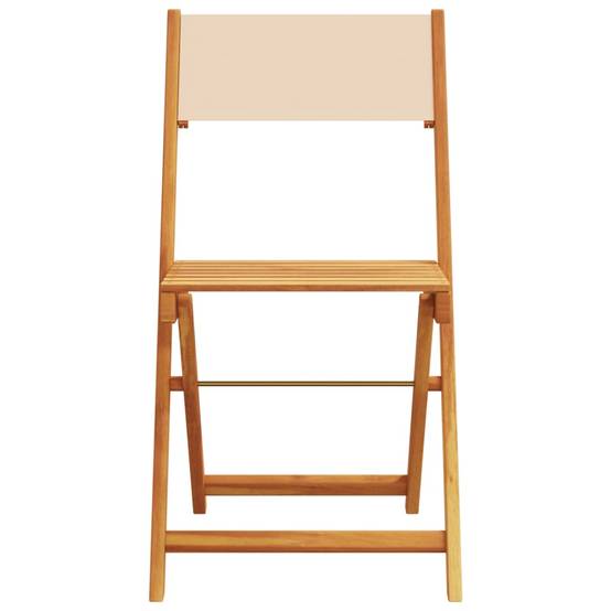 Lot de 4 Chaises de jardin | Chaise d'extérieur pliantes beige tissu et bois massif - Image 4