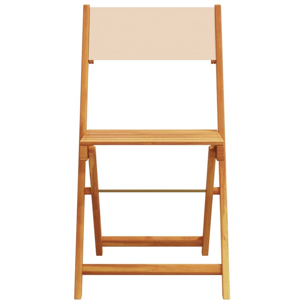 Lot de 4 Chaises de jardin | Chaise d'extérieur pliantes beige tissu et bois massif - Image 4