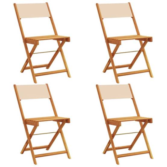 Lot de 4 Chaises de jardin | Chaise d'extérieur pliantes beige tissu et bois massif - Image 1