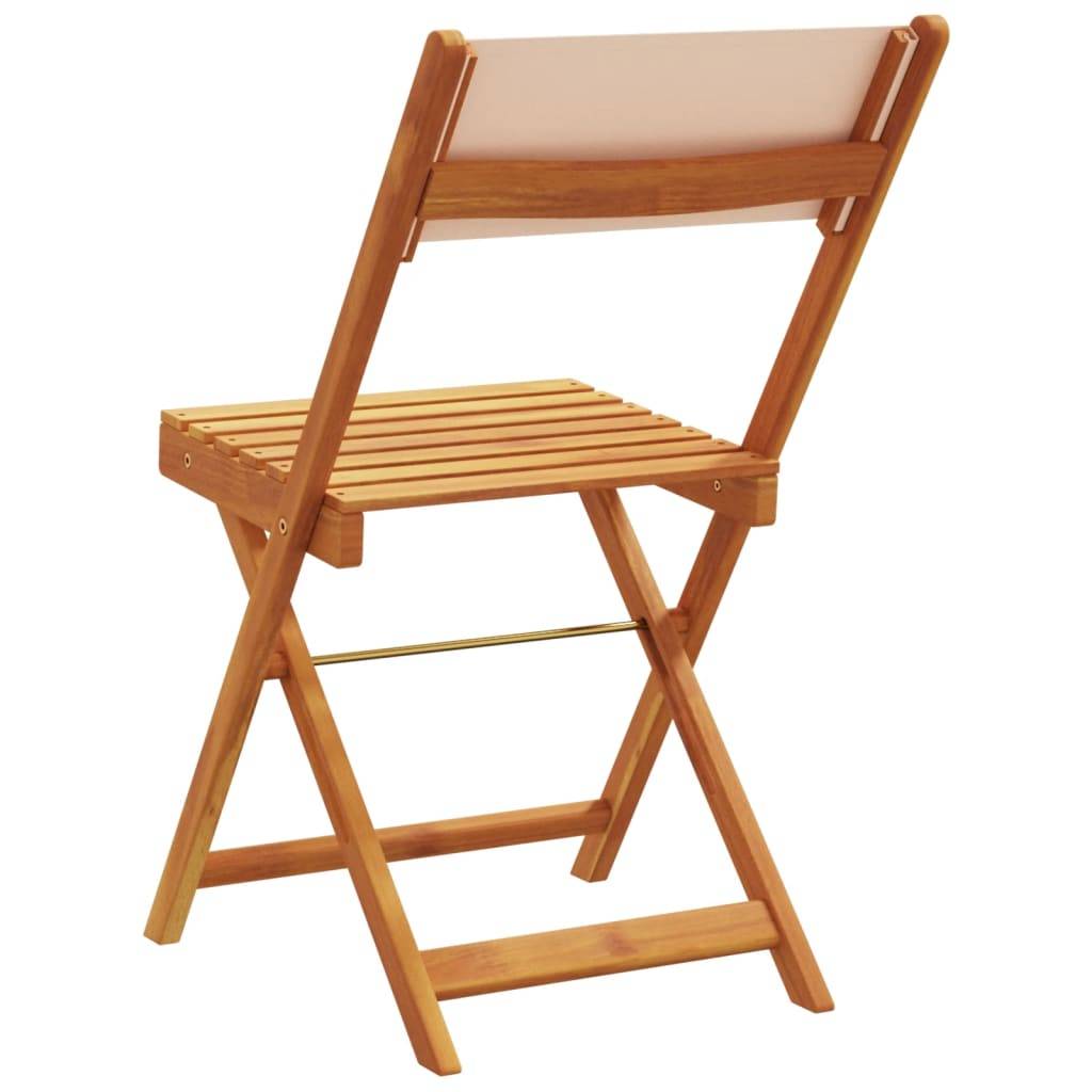 Lot de 4 Chaises de jardin | Chaise d'extérieur pliantes beige tissu et bois massif - Image 6