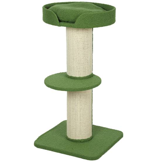 Arbre à chat laine d'agneau et sisal vert 45 x 45 x 91 cm - PANGIVO - Image 2