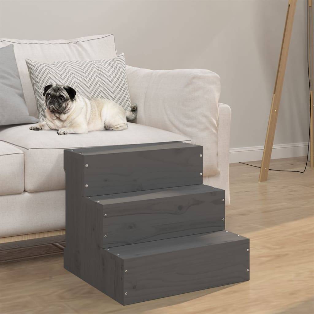 Vidaxl - Escalier pour animaux de compagnie Gris 40x37,5x35 cm Bois pin vidaXL 822463 - Image 4