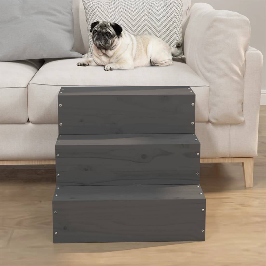 Vidaxl - Escalier pour animaux de compagnie Gris 40x37,5x35 cm Bois pin vidaXL 822463 - Image 1