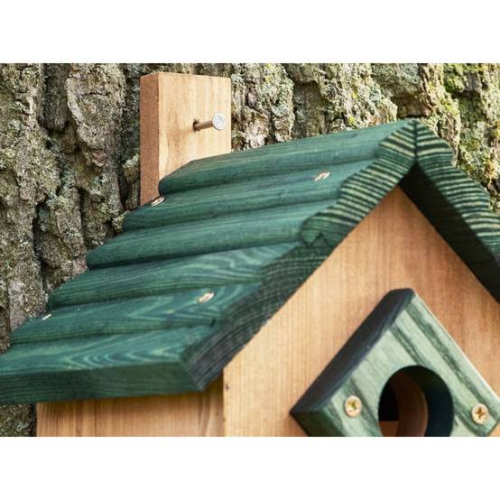 Mangeoire oiseaux extérieur à suspendre pour oiseaux sauvages en bois massif toit vert - Image 4