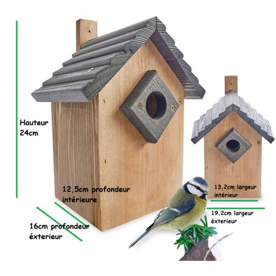 Mangeoire oiseaux extérieur à suspendre pour oiseaux sauvages en bois massif toit vert - Image 5