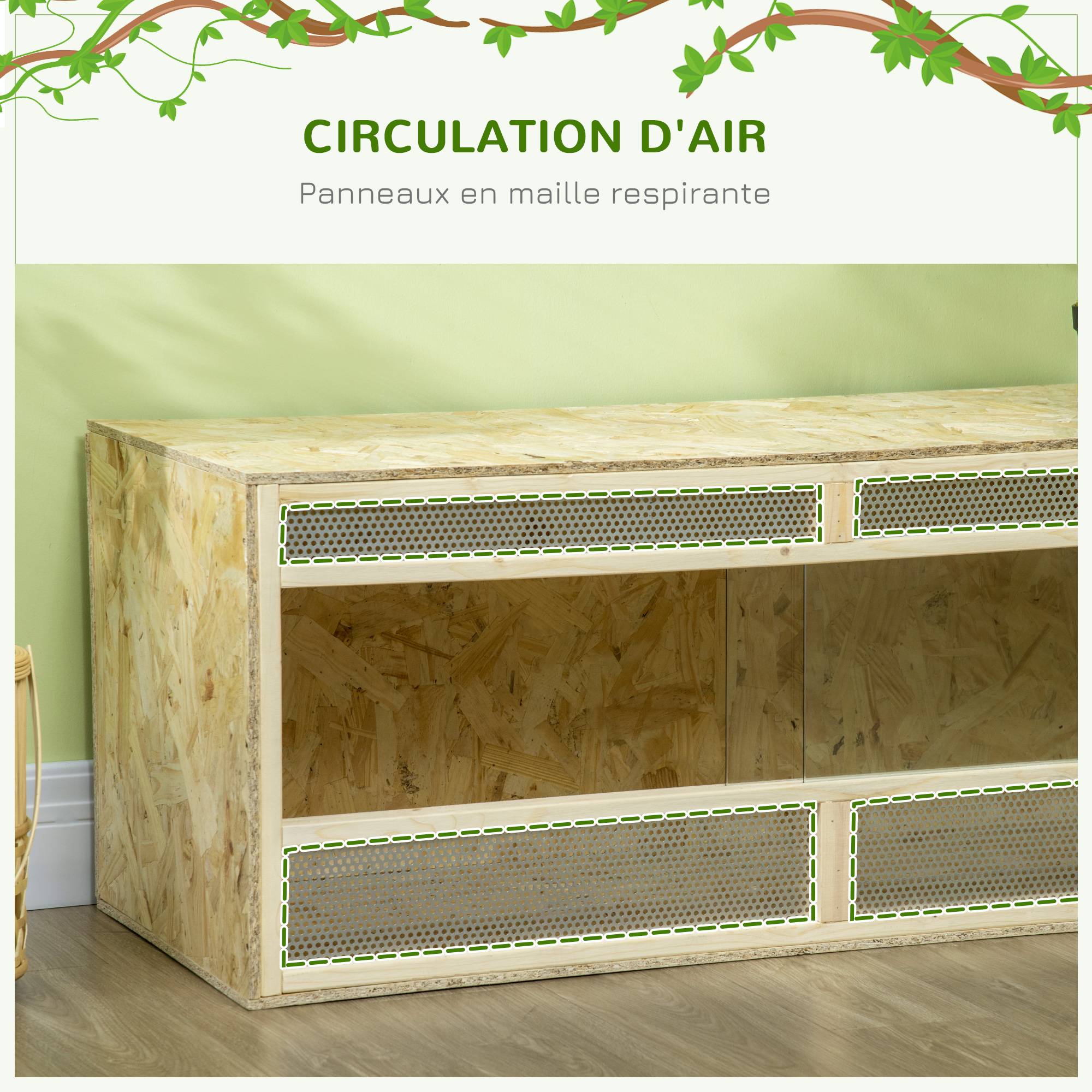 Sans Marque - Terrarium en bois OSB pour reptiles avec porte coulissante en verre - 120 x 50 x 50 cm naturel - Image 9