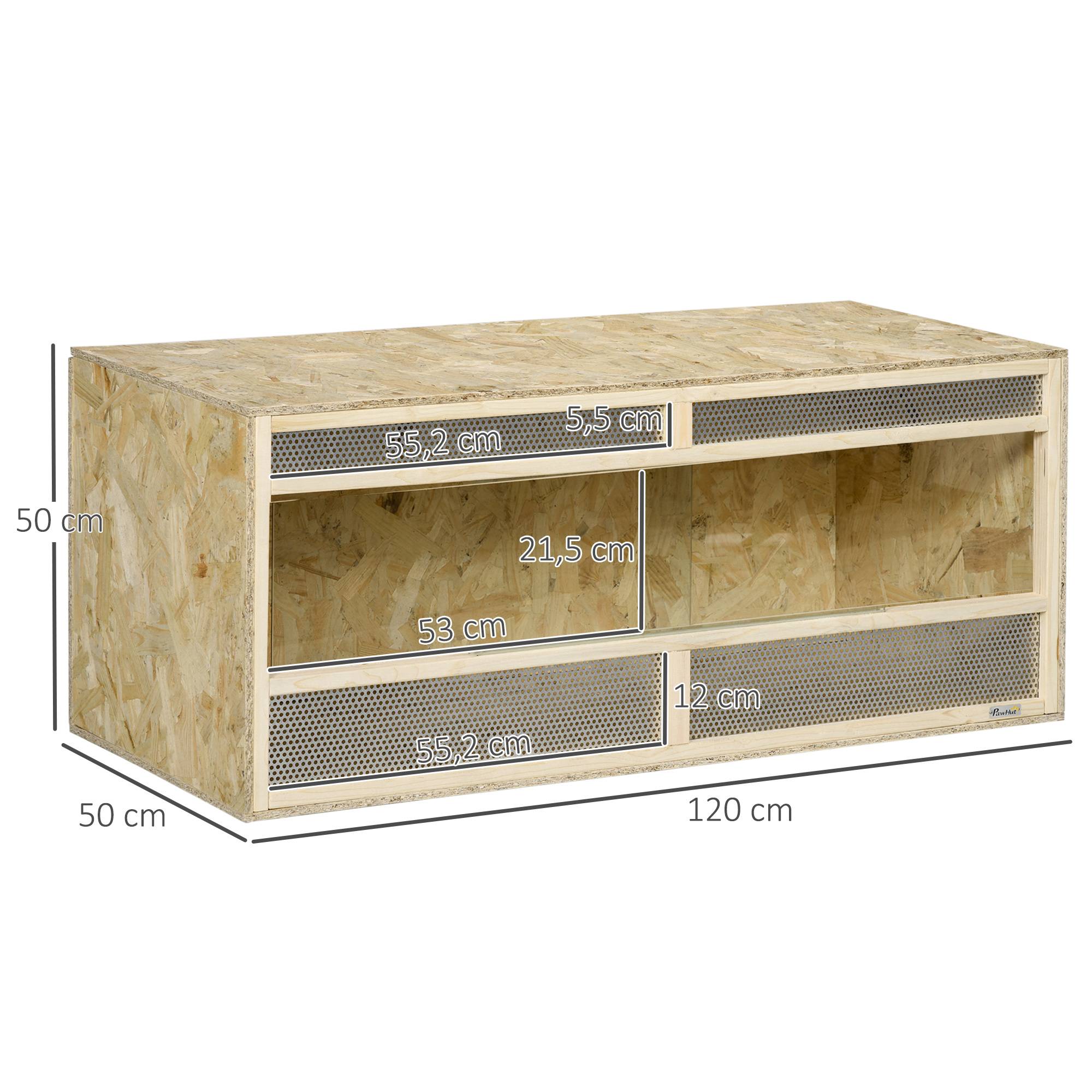 Sans Marque - Terrarium en bois OSB pour reptiles avec porte coulissante en verre - 120 x 50 x 50 cm naturel - Image 5