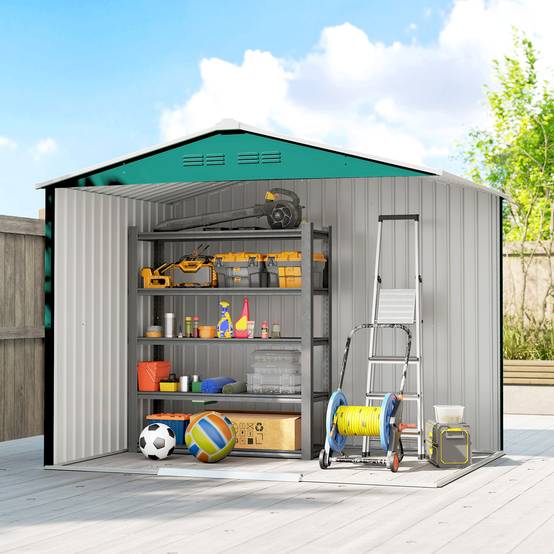 Abri de jardin extérieur 3,6 m² (236 x 171 x 191 cm) avec portes coulissantes et aérations, vert - Image 9