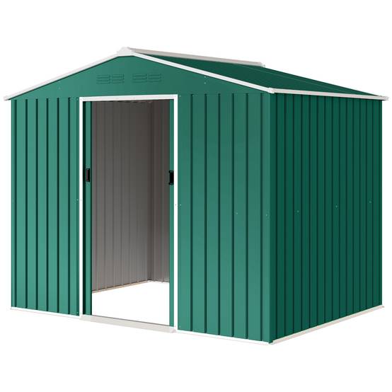 Abri de jardin extérieur 3,6 m² (236 x 171 x 191 cm) avec portes coulissantes et aérations, vert - Image 2