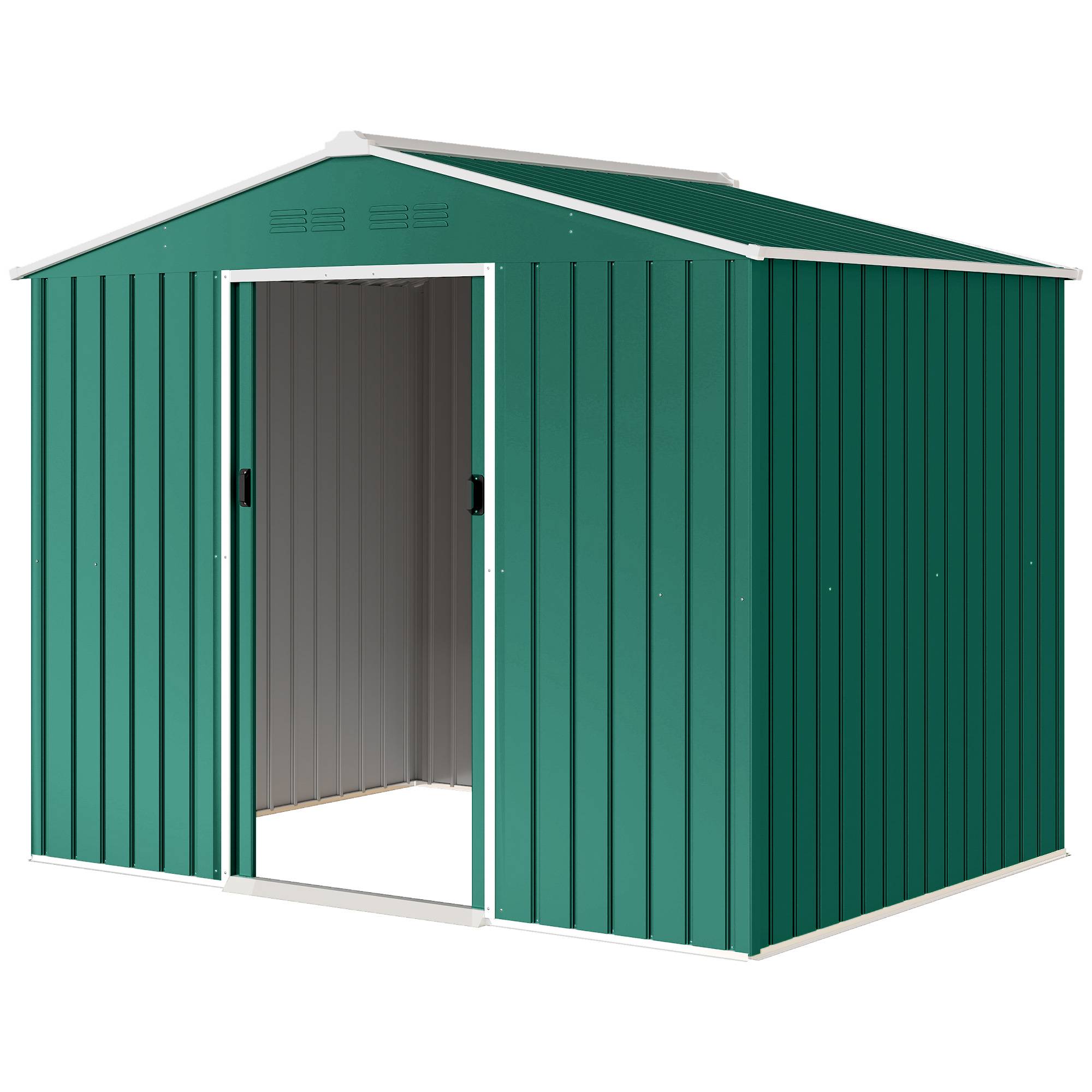 Abri de jardin extérieur 3,6 m² (236 x 171 x 191 cm) avec portes coulissantes et aérations, vert - Image 2