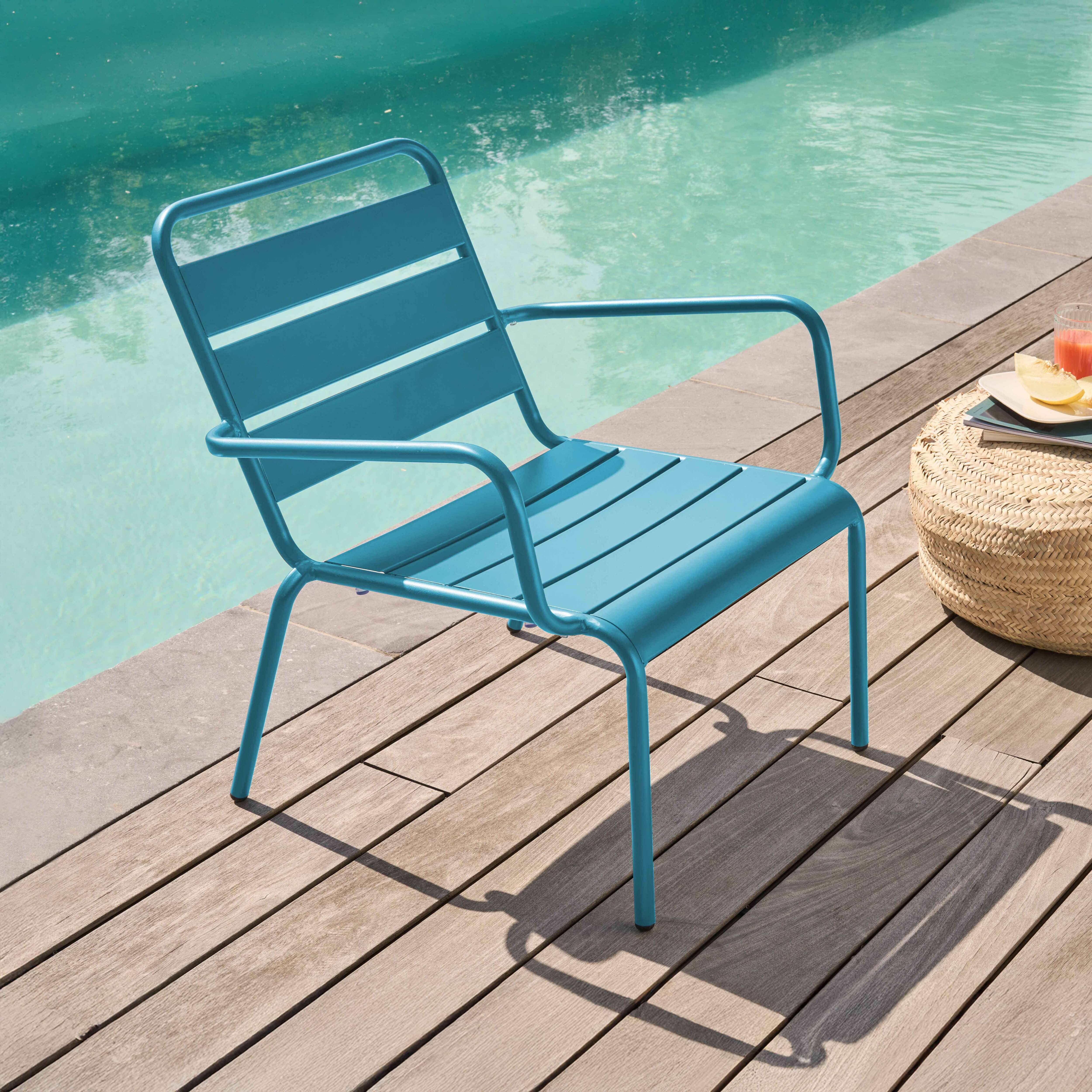 Oviala - Fauteuil de jardin bas relax acier bleu Palavas - Oviala - Image 2