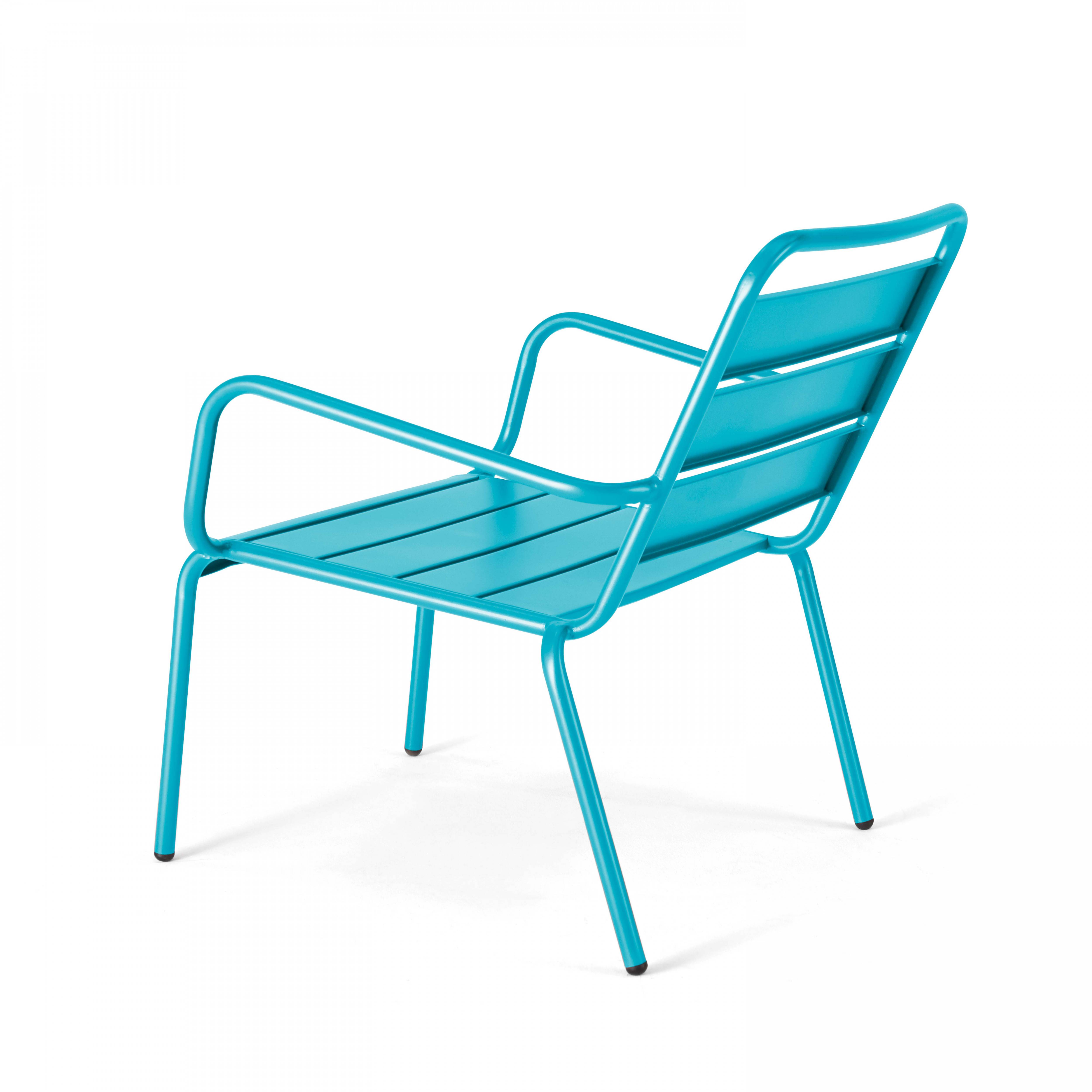 Oviala - Fauteuil de jardin bas relax acier bleu Palavas - Oviala - Image 4