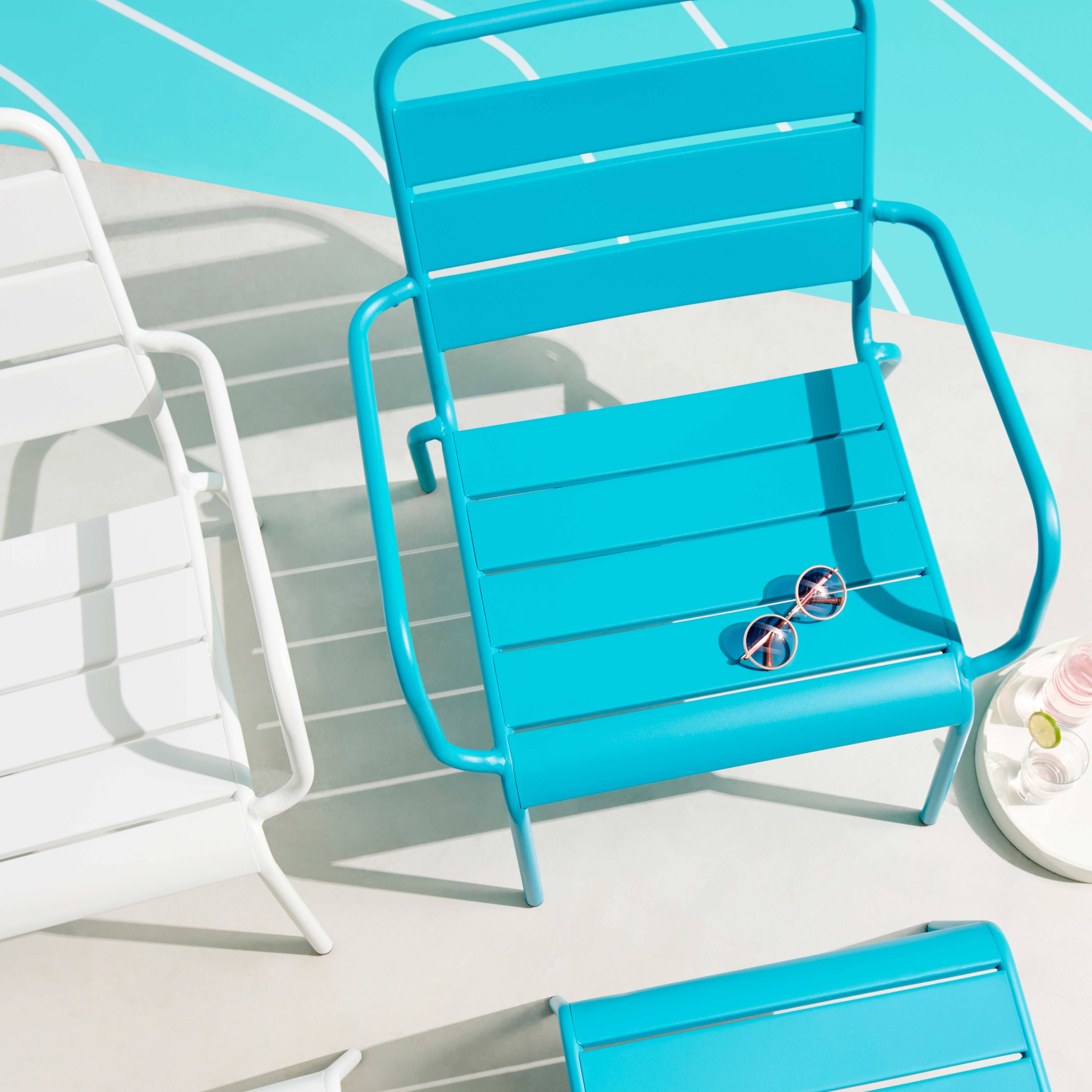 Oviala - Fauteuil de jardin bas relax acier bleu Palavas - Oviala - Image 3