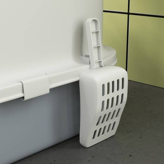 Bac à Litière Fermé Blanc et Gris - 40,5x52,5x42,5cm avec Porte Avant, Vidange par le Haut, Plateau et Pelle - Image 10
