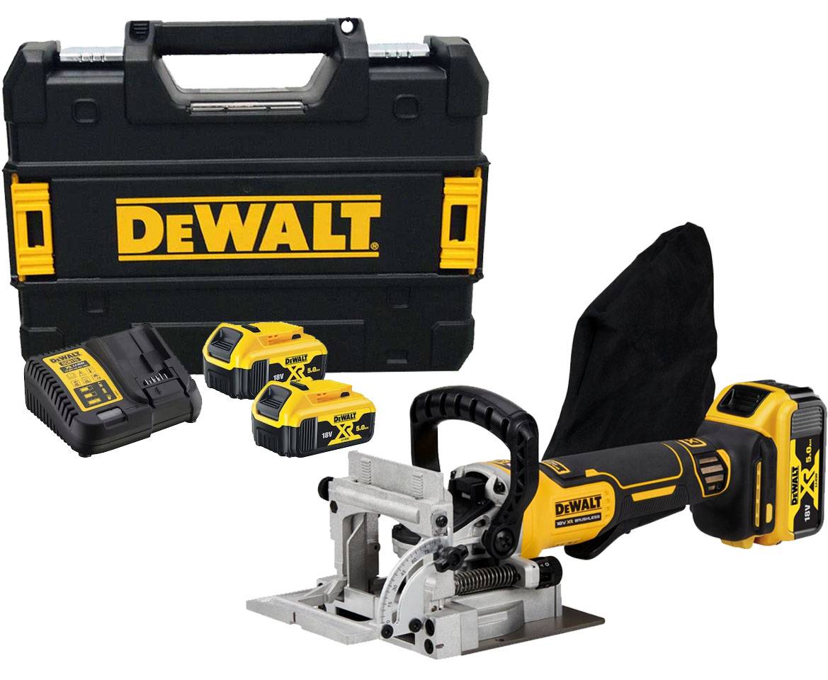 Dewalt - Fraiseuse à lamelles 18V XR Brushless + 2 batteries 5Ah + chargeur + coffret T-STAK - DEWALT - DCW682P2-QW - Image 1