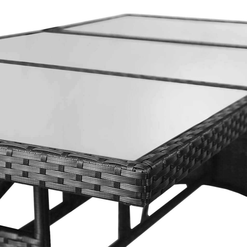 PANGIVO - Table de jardin noire résine tressée 170 x 80 x 74 cm avec verre trempé - PANGIVO - Image 4