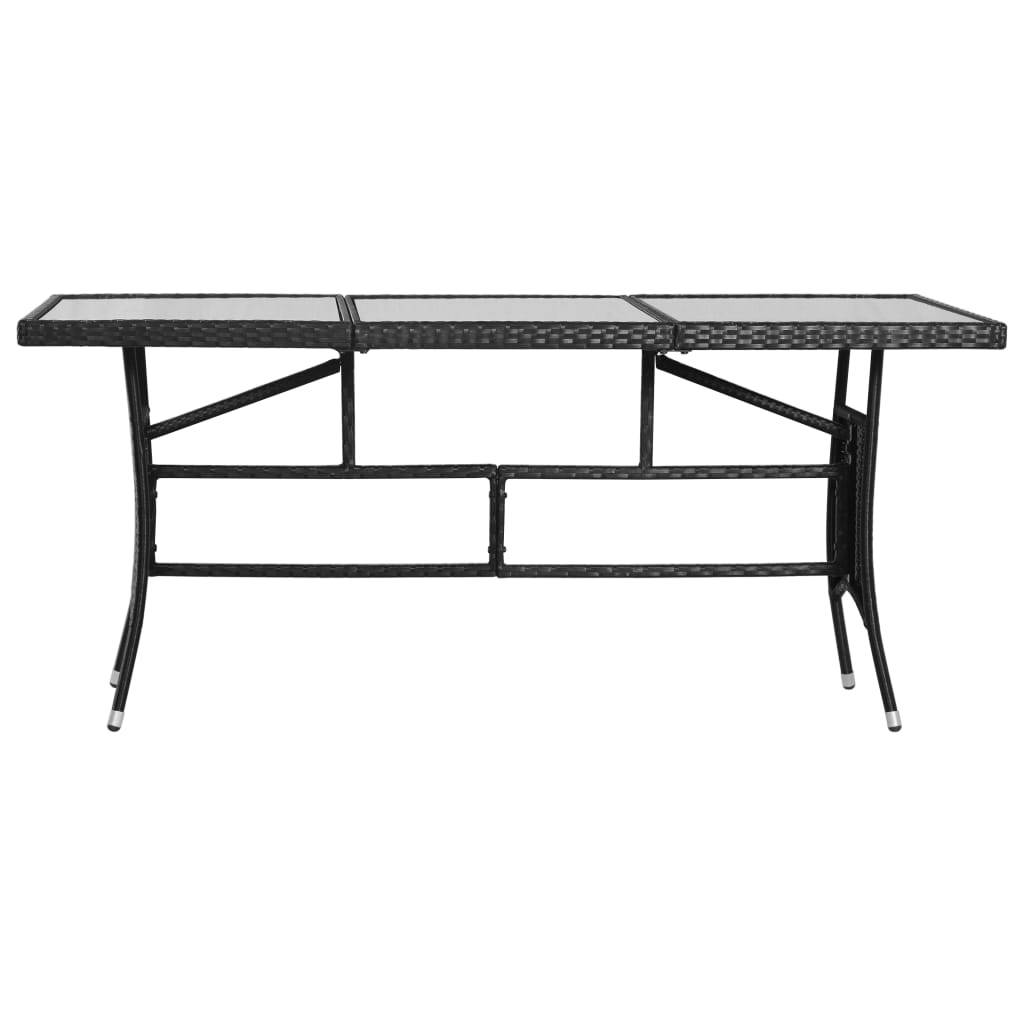 PANGIVO - Table de jardin noire résine tressée 170 x 80 x 74 cm avec verre trempé - PANGIVO - Image 2