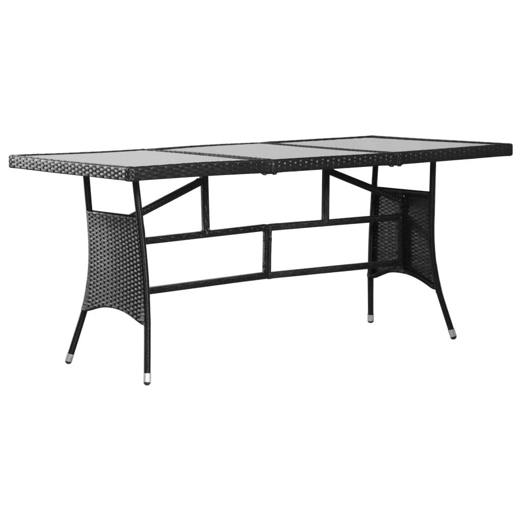 PANGIVO - Table de jardin noire résine tressée 170 x 80 x 74 cm avec verre trempé - PANGIVO - Image 1
