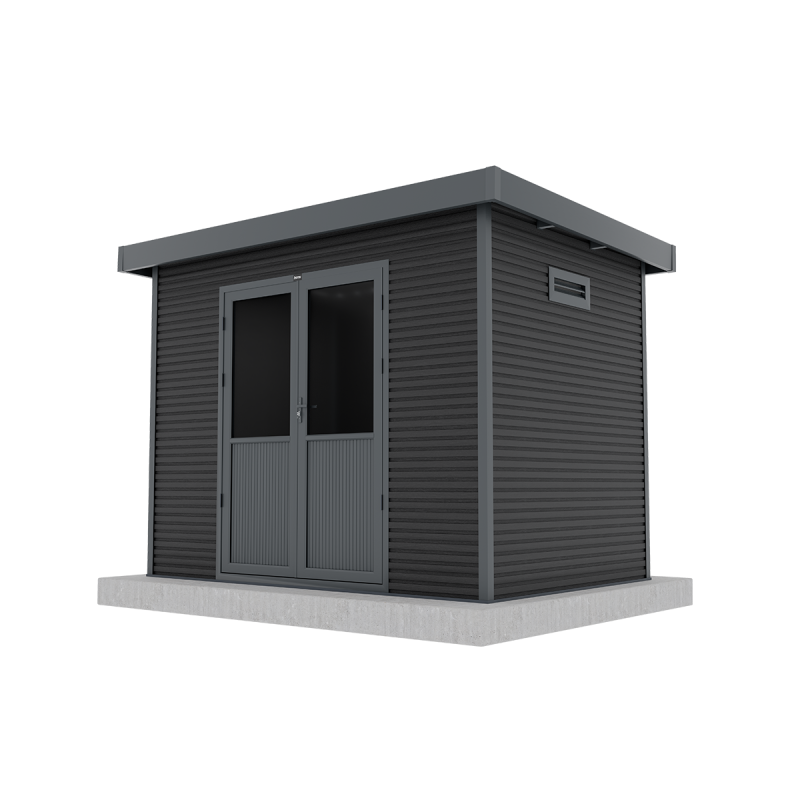Barac - Abri de jardin en bois composite 28mm - Onyx 32 - 6m² - Gris - Image 2