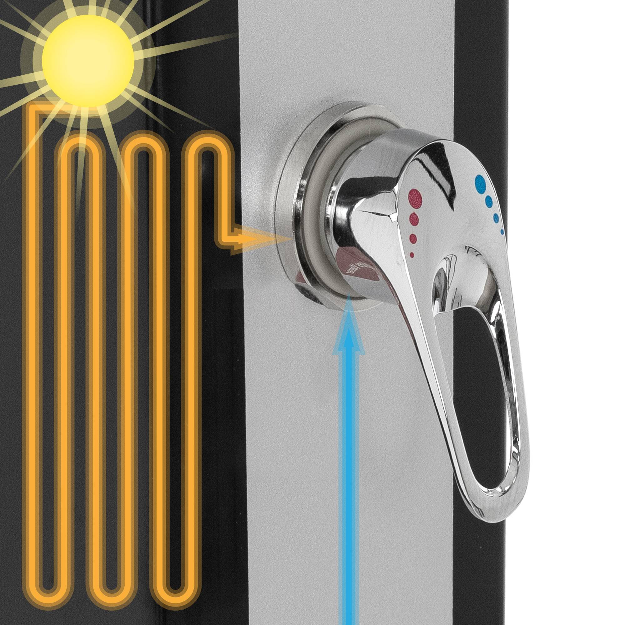 Ml-Design - Douche solaire d'extérieur + douche à pied et pomme de douche noir/argent 40 L - Image 4