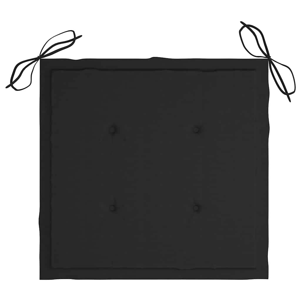 Chaise de jardin en bois d'acacia massif avec coussin noir 61 x 57 x 92 cm (lot de 2) - PANGIVO - Image 9
