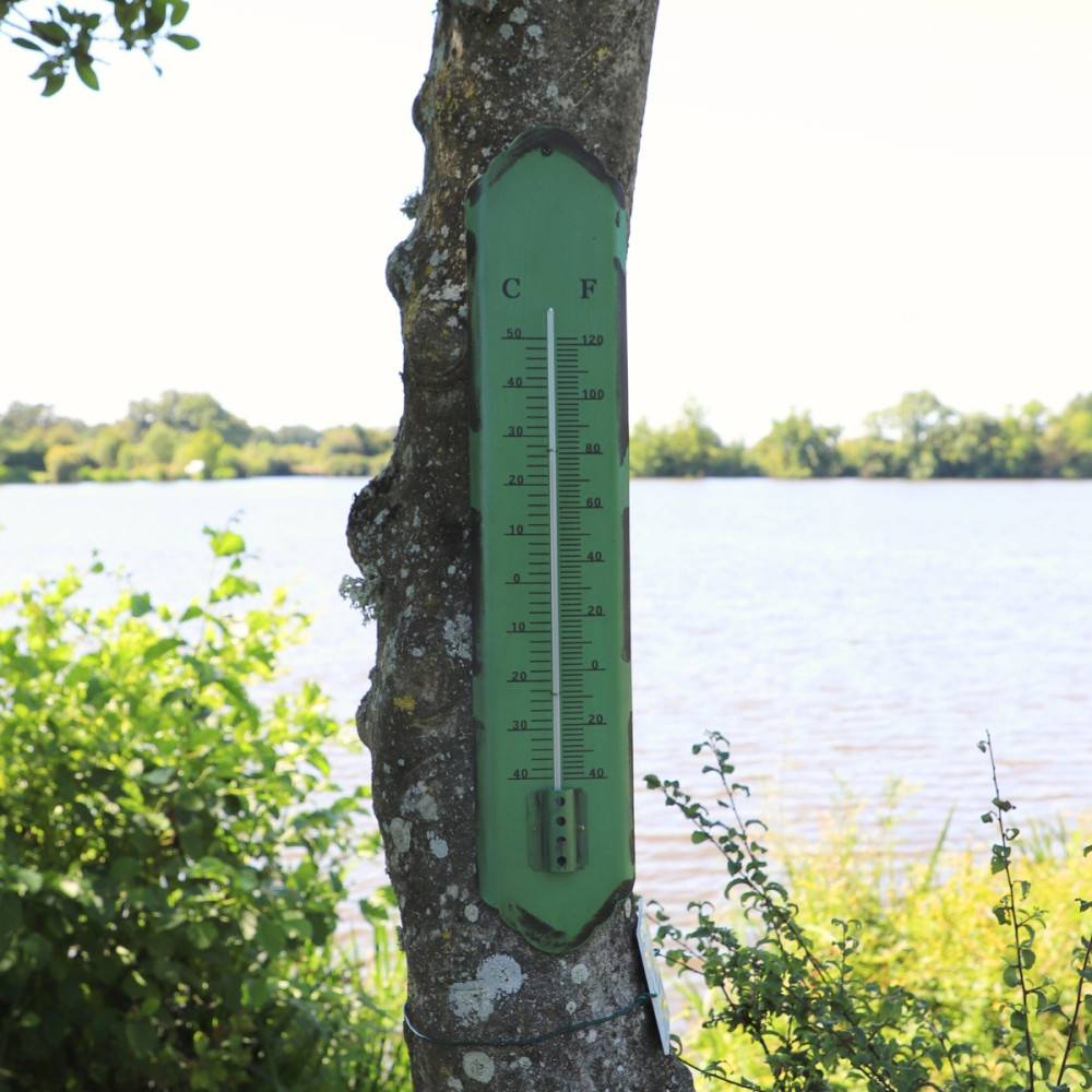 Grand thermomètre extérieur décoratif vintage jardin métal vert 61cm Chemin de campagne - Image 2