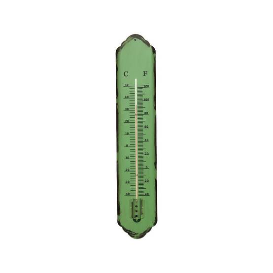 Grand thermomètre extérieur décoratif vintage jardin métal vert 61cm Chemin de campagne - Image 1
