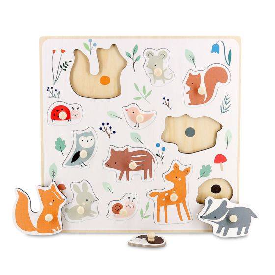 Vilac - Vilac - Puzzle Encastrement Boutons bois - Animaux de la forêt - Image 1
