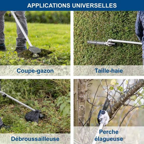 Scheppach - Outil multi-usage sans fil 4 en 1 tondeuse taille-haies coupe-bordure élagueuse 2x20 V 2 Ah - Scheppach - Image 8