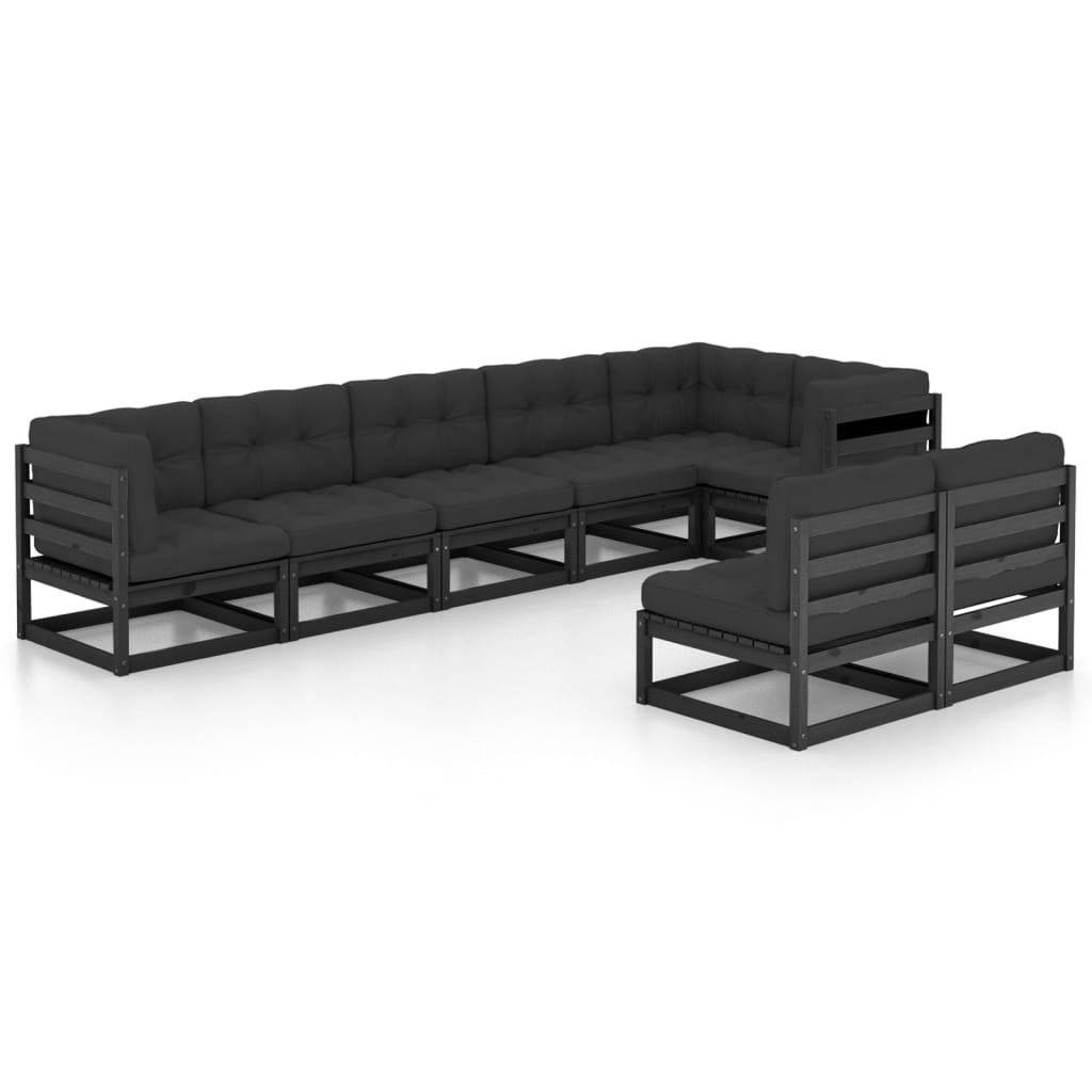 Helloshop26 - Salon de jardin meuble d'extérieur ensemble de mobilier 8 pièces avec coussins bois de pin massif - Image 1