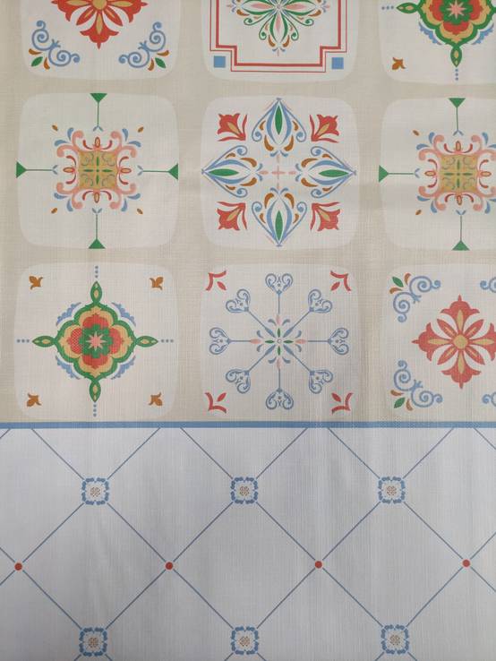 Nappe Composition PVC Base Polyester Anti-taches Mosaïque Bleue Taille 100X140 CM - Image 3